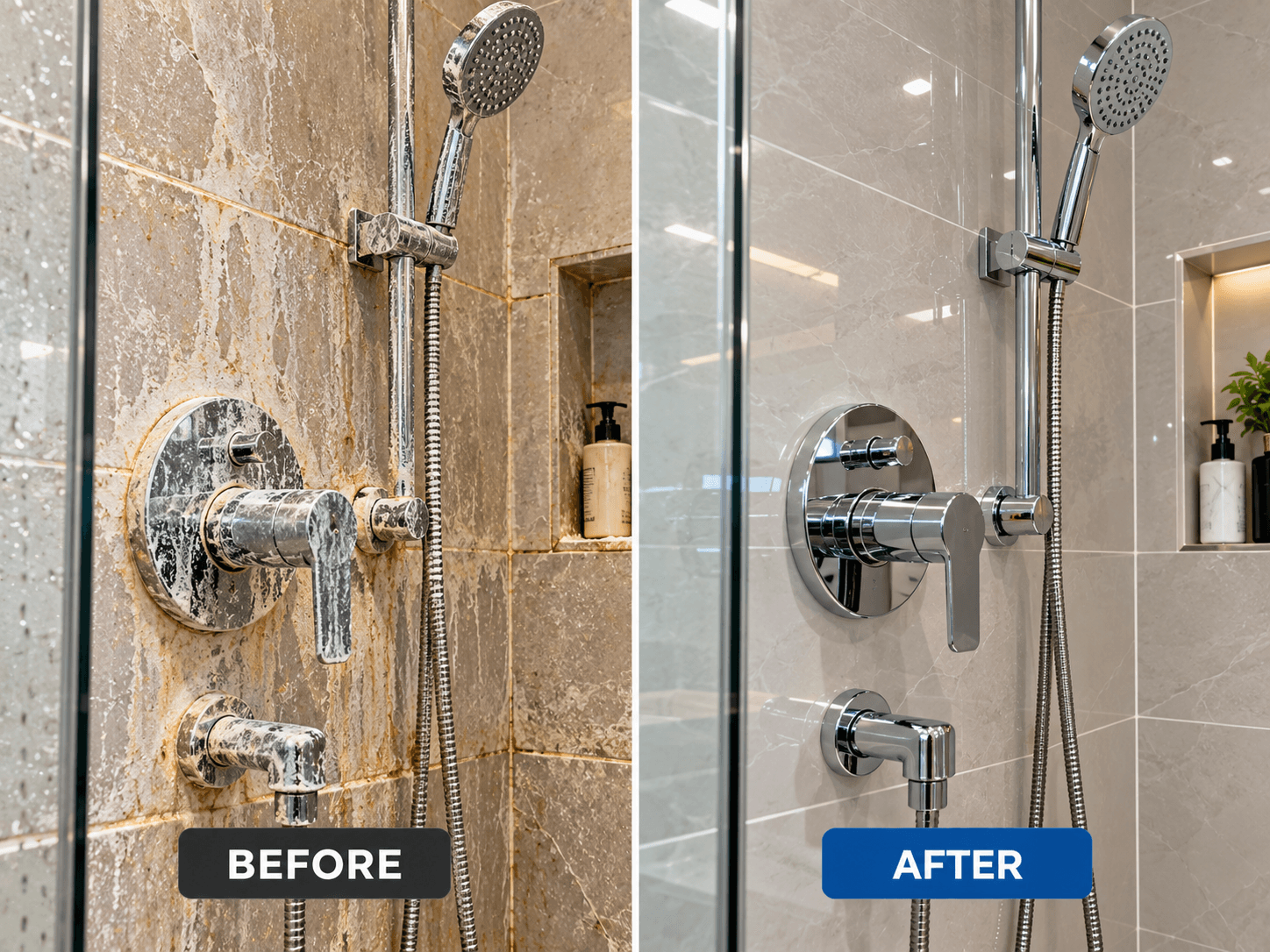 Bathroom Hard-Water Descaling & Tile Care