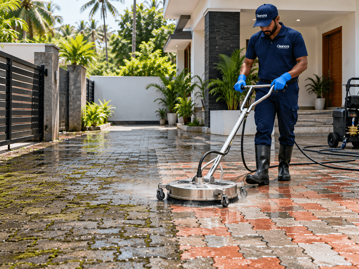 Interlock Cleaning - Cleanora Kannur